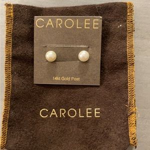 Carolee Pearl 14k gold earrings